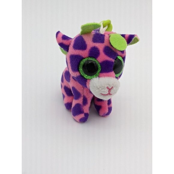 Gilbert GiraffeBeanie BooClip 5 inch - Stuffed Animal by Ty Glitter eyes - Picture 5 of 12